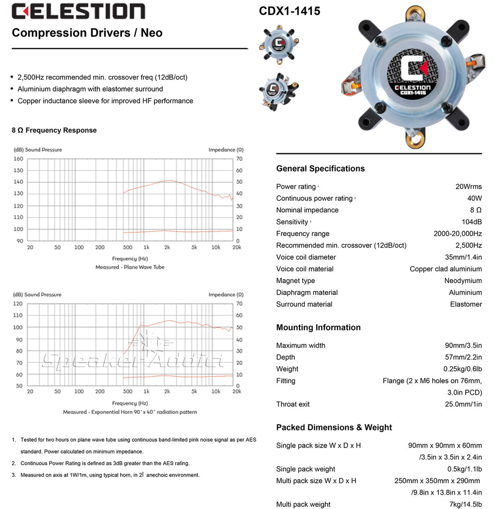 Celestion CDX1-1415 Compact Neo magnet 1 Inch Bolt On Compression