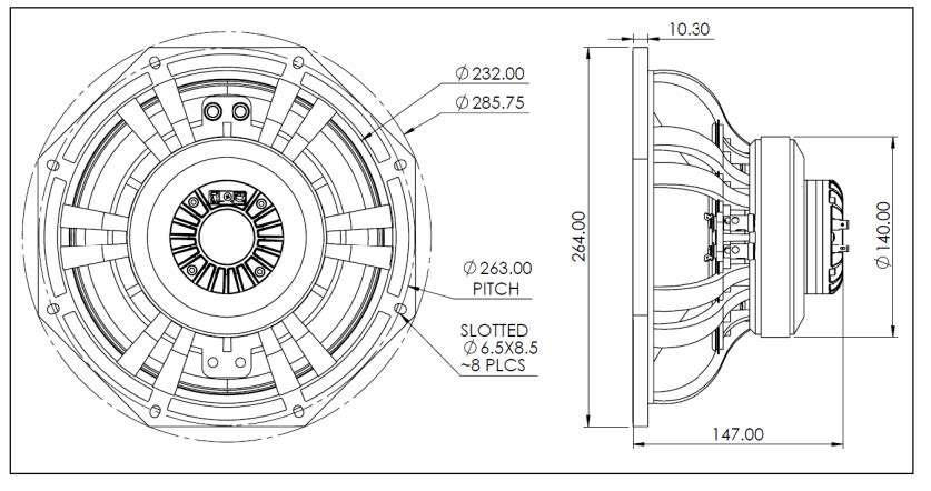 10CRF6430 - 10” coaxial with planar ribbon HF