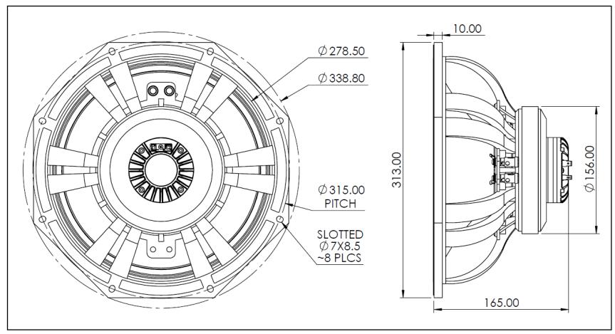 12CRF6430 - 12”coaxial with planar ribbon HF